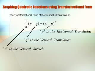 Graphing Quadratic Functions using Transformational Form