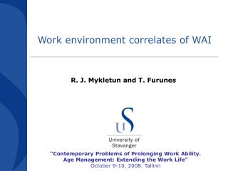 Work environment correlates of WAI