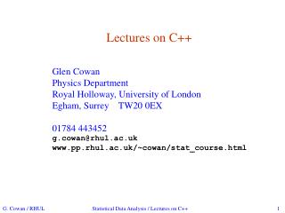 Lectures on C++