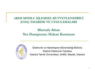 Elektronik ve Haberleşme Mühendisliği Bölümü Elektrik-Elektronik Fakültesi