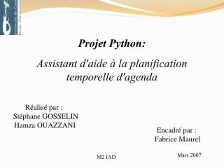 Projet Python: Assistant d'aide à la planification temporelle d'agenda