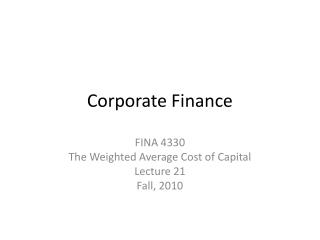 Corporate Finance