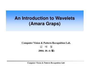 Computer Vision &amp; Pattern Recognition Lab. 김 태 철 2004. 10. 4 ( 월 )