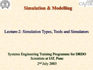 Simulation &amp; Modelling