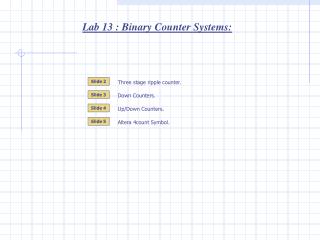 Lab 13 : Binary Counter Systems: