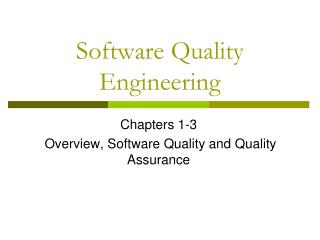 Software Quality Engineering