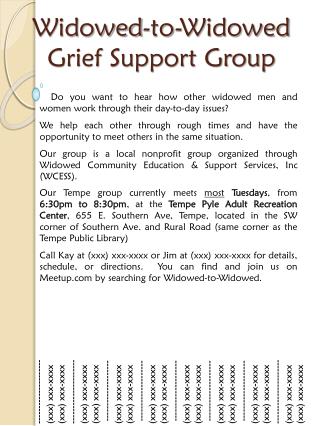 Widowed-to-Widowed Grief Support Group