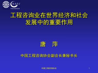 工程咨询业在世界经济和社会 发展中 的 重要作用