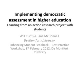 Will Curtis &amp; Jane McDonnell De Montfort University