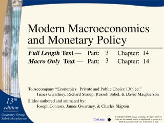 Modern Macroeconomics and Monetary Policy