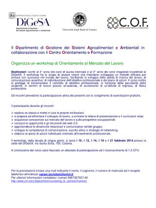 Organizza un workshop di Orientamento al Mercato del Lavoro