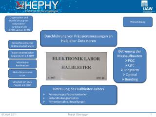 Betreuung des Halbleiter-Labors Reinraumspezifische Kontrollen Instandhaltungsarbeiten