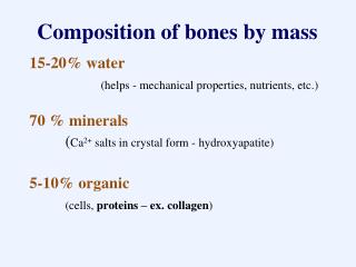 Composition of bones by mass