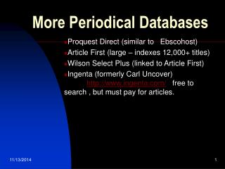 More Periodical Databases