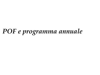 POF e programma annuale