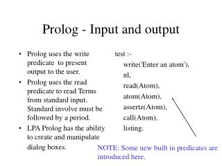 Prolog - Input and output