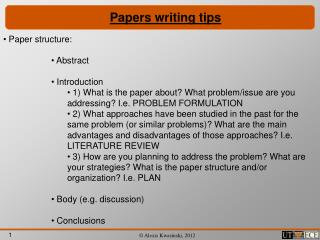 Papers writing tips