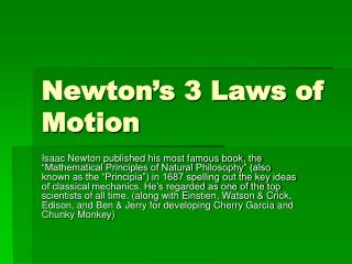 Newton’s 3 Laws of Motion