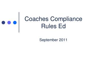 Coaches Compliance Rules Ed