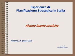 Esperienze di Pianificazione Strategica in Italia