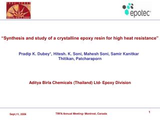 “Synthesis and study of a crystalline epoxy resin for high heat resistance”