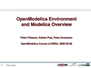 OpenModelica Environment and Modelica Overview