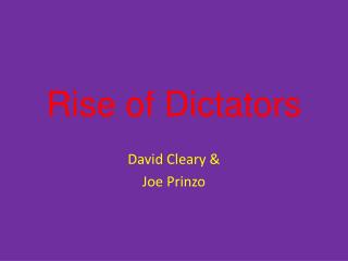 Rise of Dictators