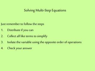 Solving Multi-Step Equations