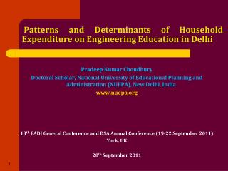 Patterns and Determinants of Household Expenditure on Engineering Education in Delhi