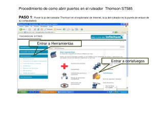 Procedimiento de como abrir puertos en el ruteador Thomson ST585