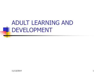 ADULT LEARNING AND DEVELOPMENT