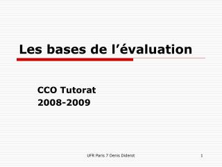 Les bases de l’évaluation