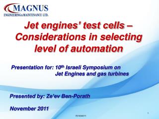 Jet engines’ test cells – Considerations in selecting level of automation