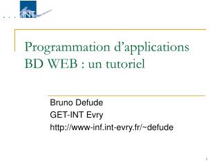 Programmation d’applications BD WEB : un tutoriel