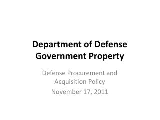 Department of Defense Government Property