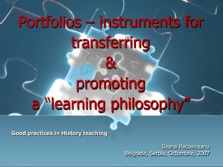 Portfolios – instruments for transferring &amp; promoting a “learning philosophy”