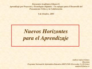 Nuevos Horizontes para el Aprendizaje