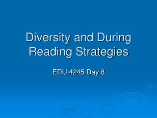 Diversity and During Reading Strategies