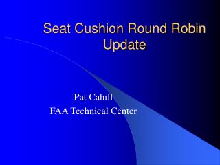 Seat Cushion Round Robin Update