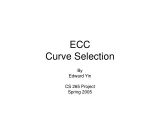 ECC Curve Selection