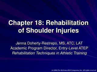 Chapter 18: Rehabilitation of Shoulder Injuries