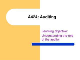 A424: Auditing