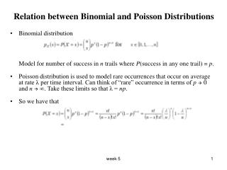 Relation between Binomial and Poisson Distributions