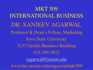 MKT 509 INTERNATIONAL BUSINESS
