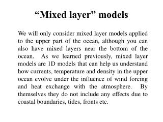 “Mixed layer” models