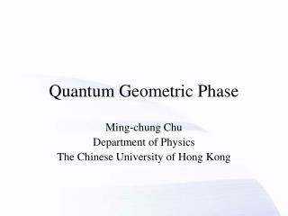 Quantum Geometric Phase