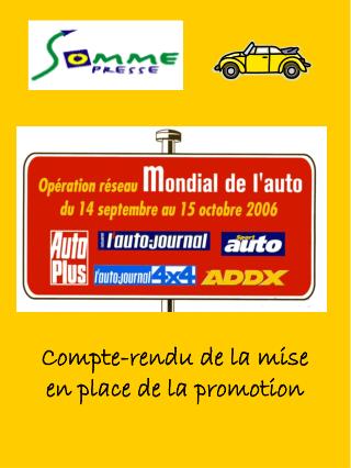 Compte-rendu de la mise en place de la promotion