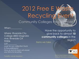 2012 Free E Waste Recycling Event