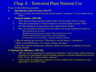 Chap. 8 – Terrestrial Plant Nutrient Use