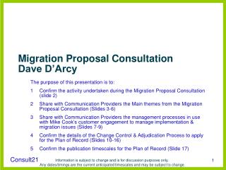 Migration Proposal Consultation Dave D’Arcy